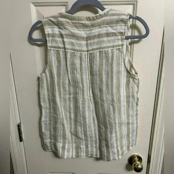 Faherty Isha Natural Bombay Stripe Linen Sleeveless Top Size Small - Picture 5 of 5